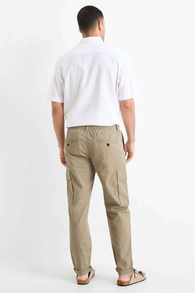 Men - Cargo trousers - tapered fit - beige