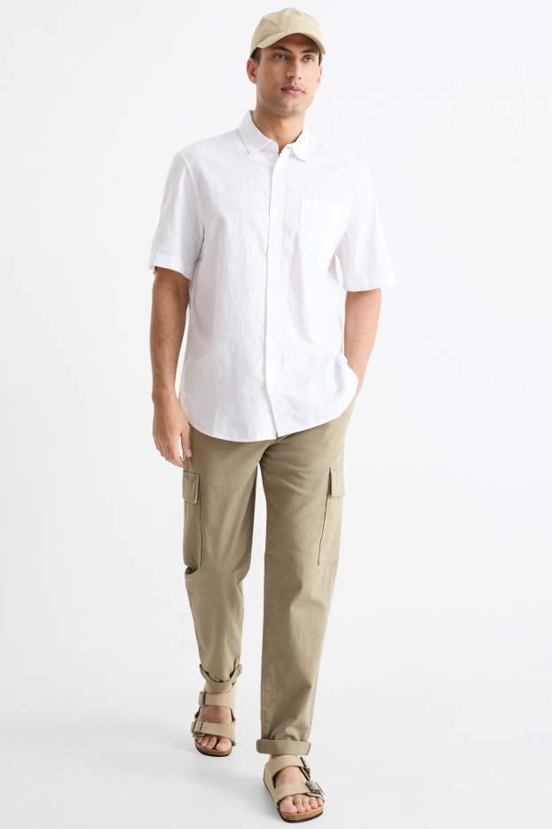 Men - Cargo trousers - tapered fit - beige