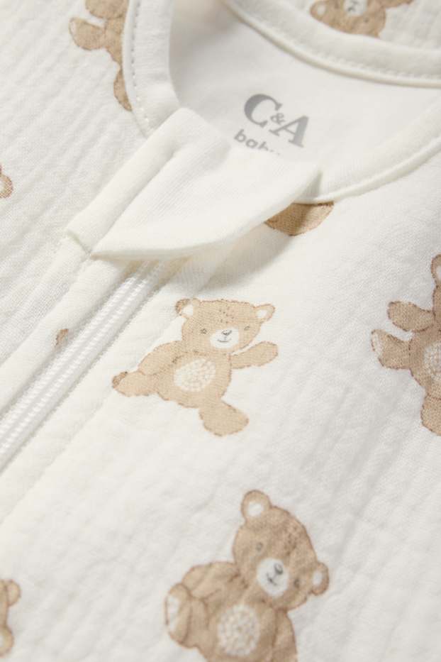 Unisex - Teddybeer - babyslaapzak - 0 tot 4 maanden - crème wit