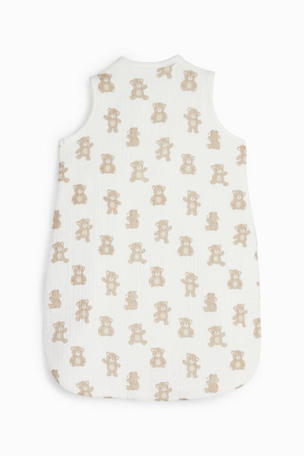 Unisex - Teddybeer - babyslaapzak - 0 tot 4 maanden - crème wit