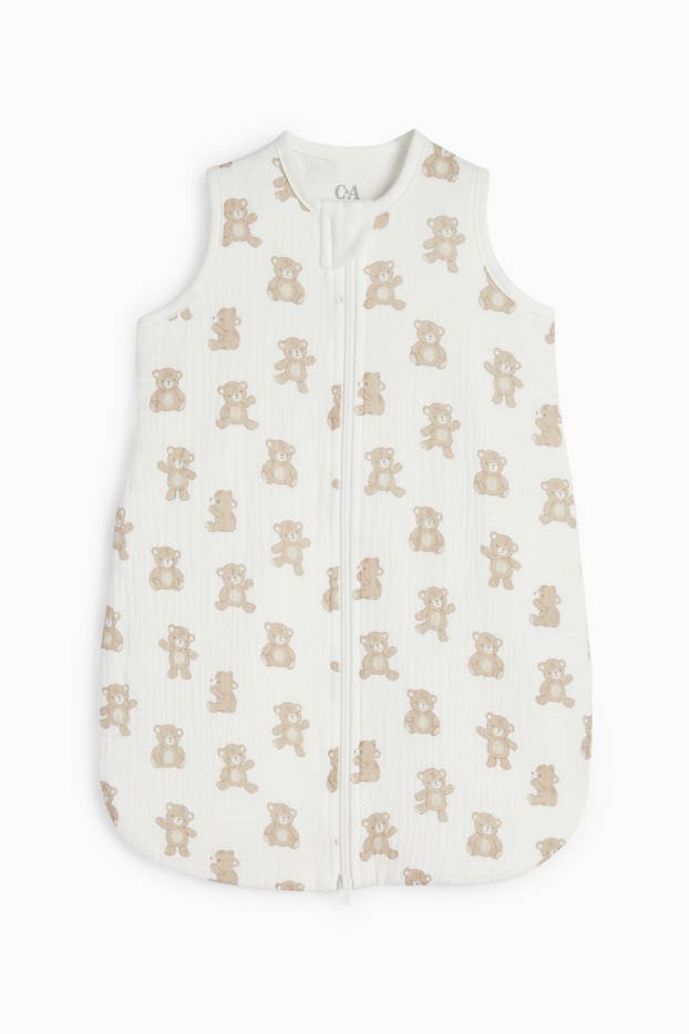 Unisex - Teddybeer - babyslaapzak - 0 tot 4 maanden - crème wit