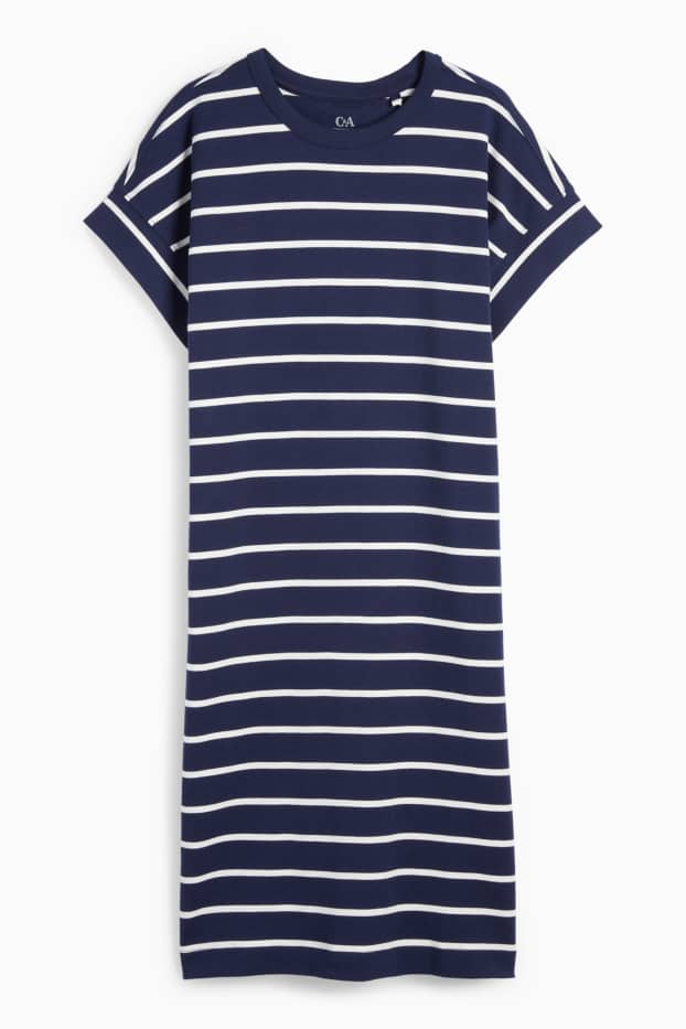 Mujer - Vestido estilo camiseta - de rayas - azul oscuro