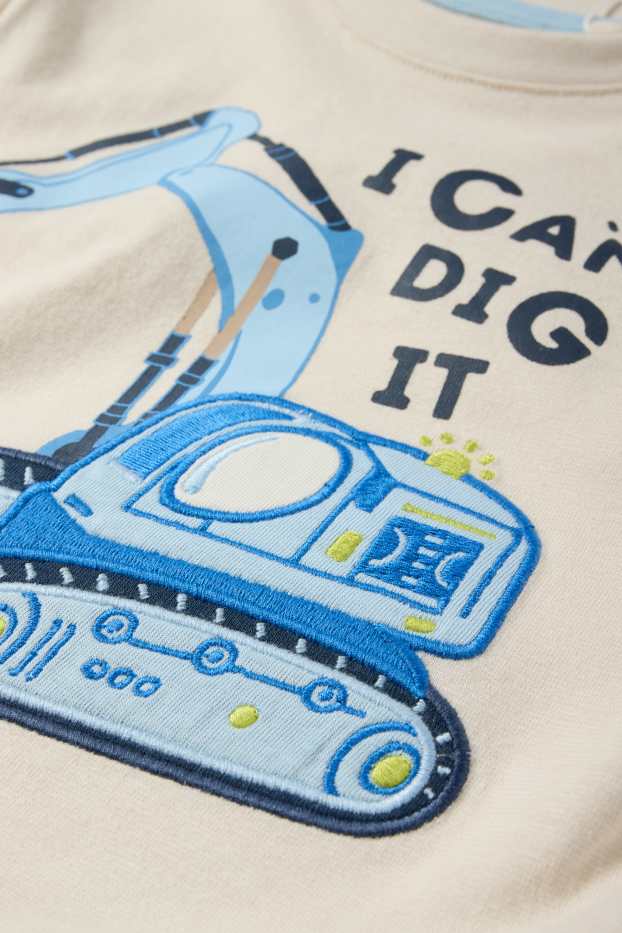 Kinder Buben - Bagger - Kurzarmshirt - hellbeige