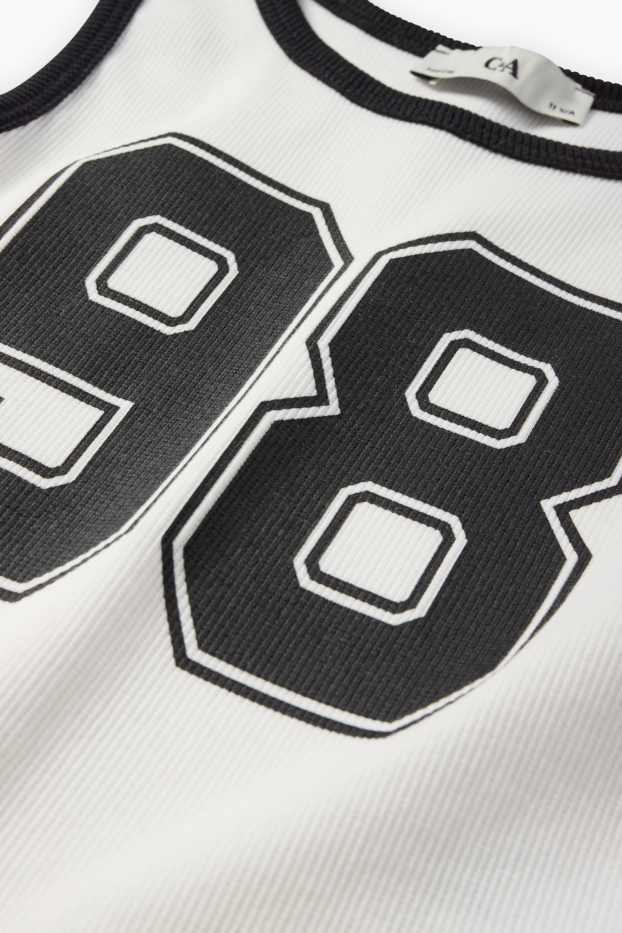 Nena - Top - canalé - blanc/negre