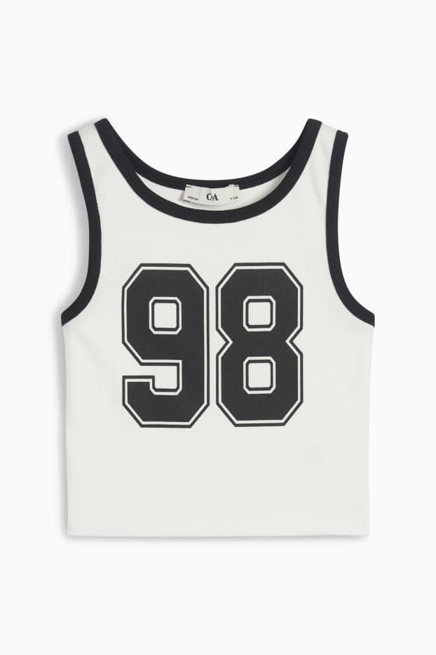 Nena - Top - canalé - blanc/negre