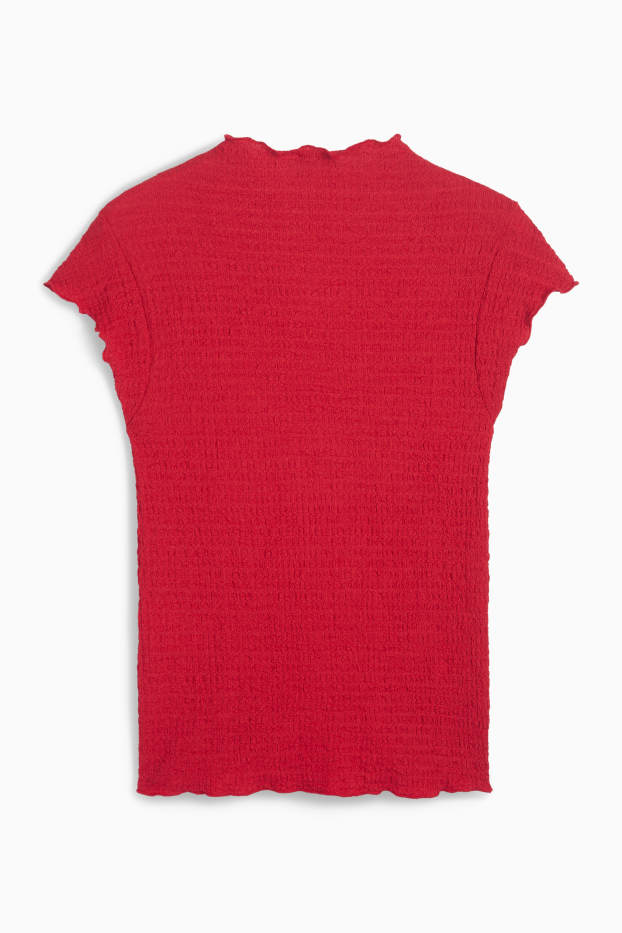 Donna - T-shirt - tramata - rosso scuro