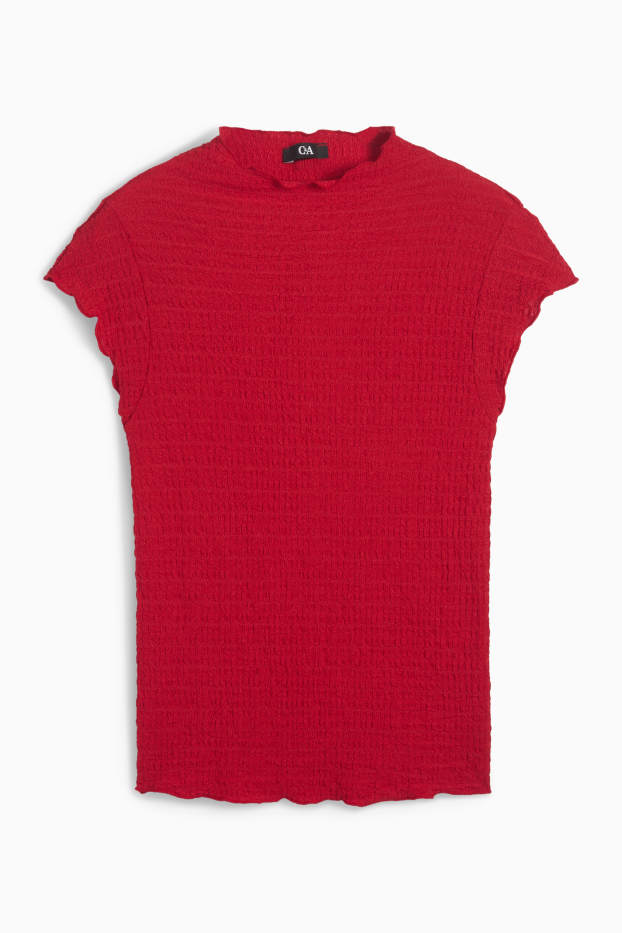 Donna - T-shirt - tramata - rosso scuro