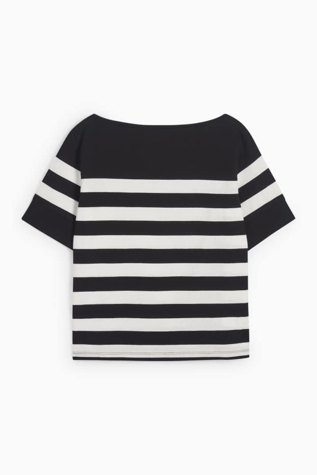 Damen - T-Shirt - Relaxed Fit - gestreift - schwarz / weiss