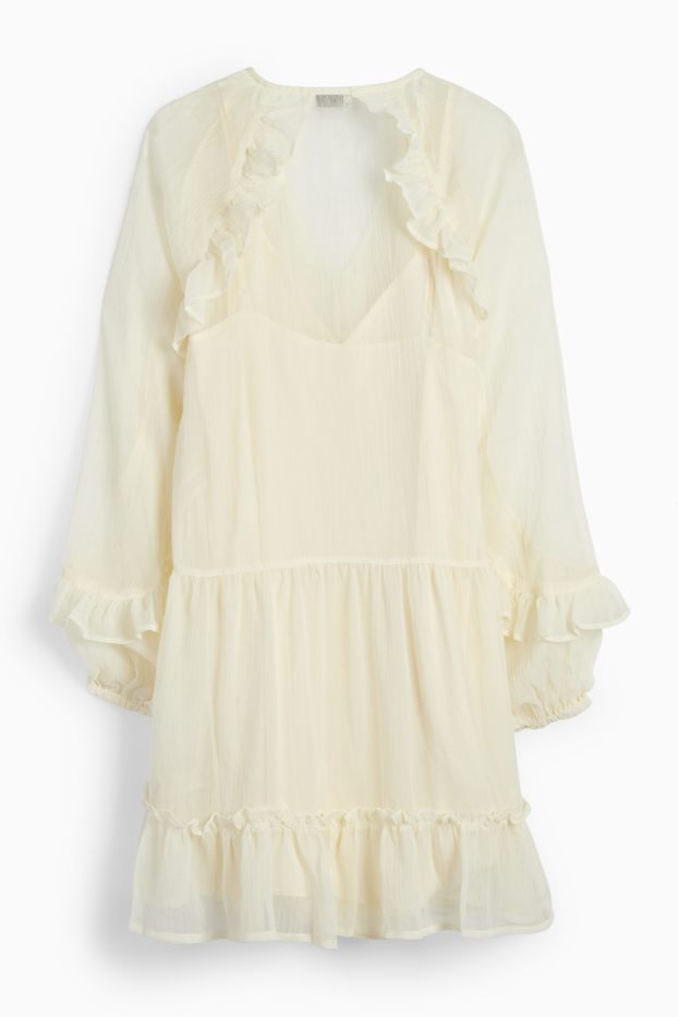Femmes - Robe en mousseline - blanc crème