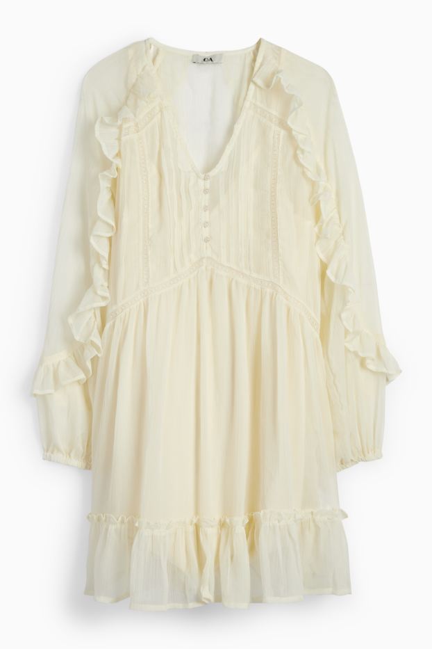 Femmes - Robe en mousseline - blanc crème