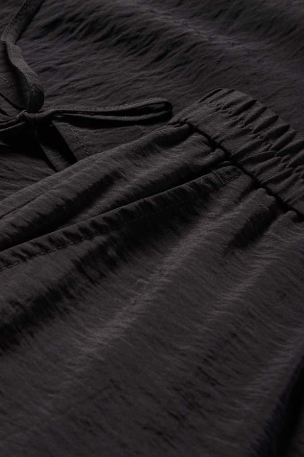 Women - Cloth trousers - mid-rise waist - wide leg - black