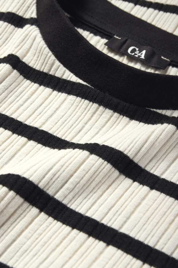 Femei - Tricou - reiat - cu dungi - alb / negru