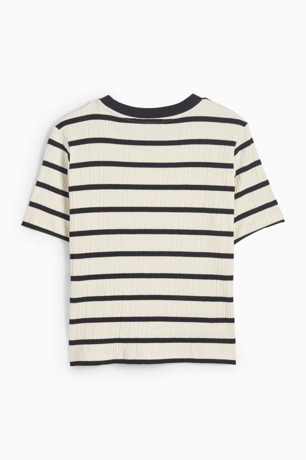 Femei - Tricou - reiat - cu dungi - alb / negru