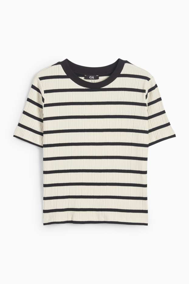 Femei - Tricou - reiat - cu dungi - alb / negru
