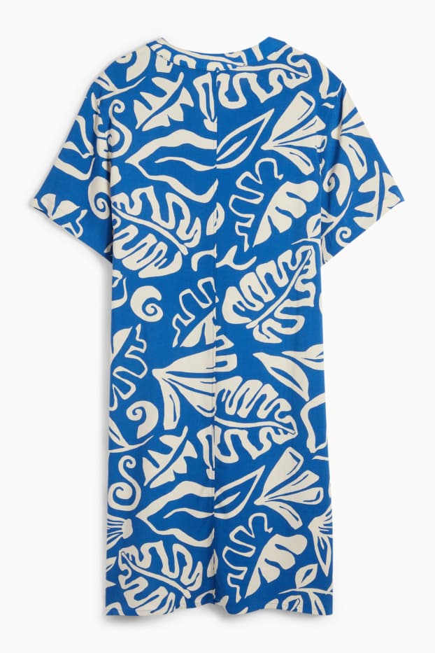 Donna - Vestito in viscosa con scollo a V - fantasia - blu  / beige