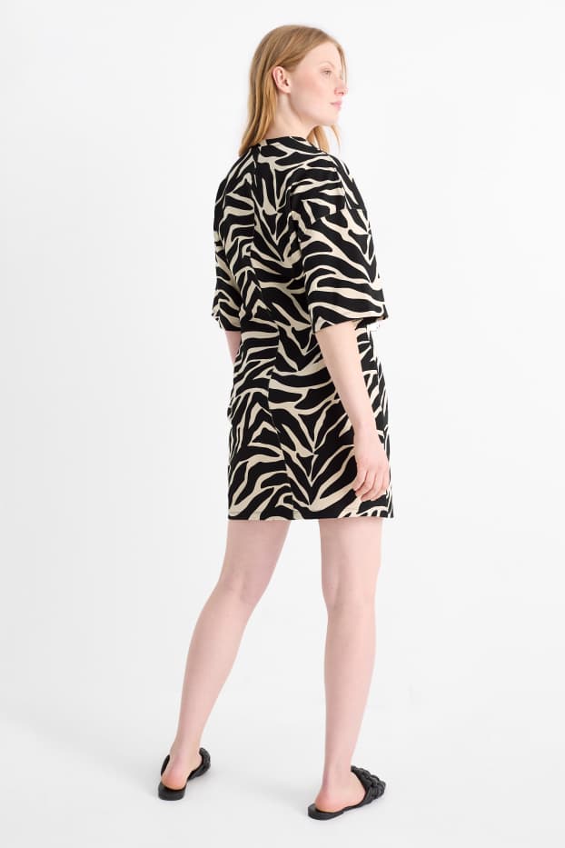 Donna - Vestito a t-shirt - con motivi - nero / beige