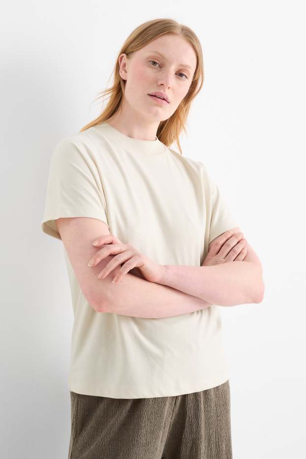 Damen - T-Shirt - Regular Fit - cremeweiß