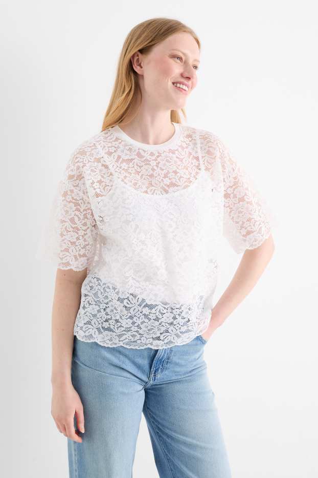 Damen - T-Shirt - Regular Fit - weiss