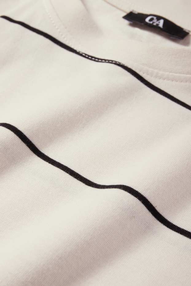 Mujer - Vestido estilo camiseta - de rayas - blanco roto