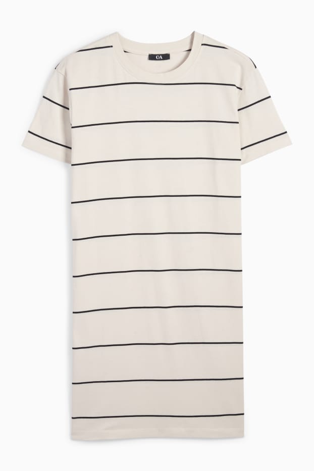 Mujer - Vestido estilo camiseta - de rayas - blanco roto