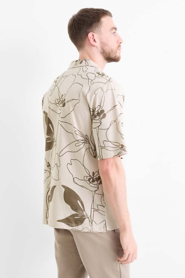 Herren - Hemd - Relaxed Fit - Reverskragen - gemustert - beige
