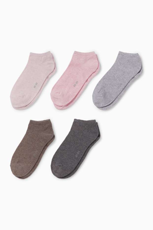 Femmes - Lot de 5 paires - socquettes de sport - gris / rose