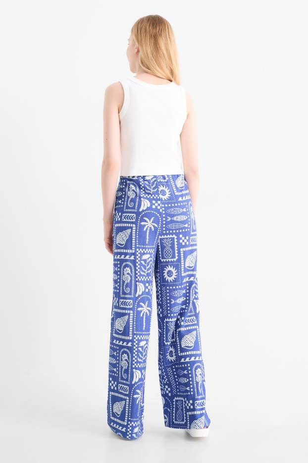 Kinderen: meisjes - Ananas - set - top en broek van jersey - 2-delig - blauw / wit