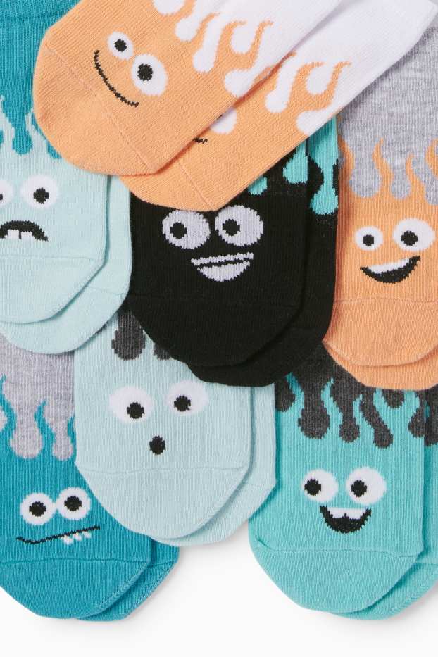 Bambini - Confezione da 7 - mostro - calzini corti con motivo - turchese