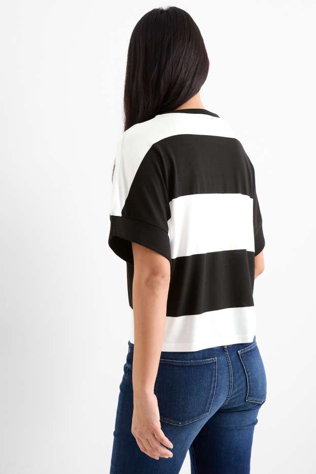 Femmes - T-shirt - regular fit - à rayures - noir / blanc