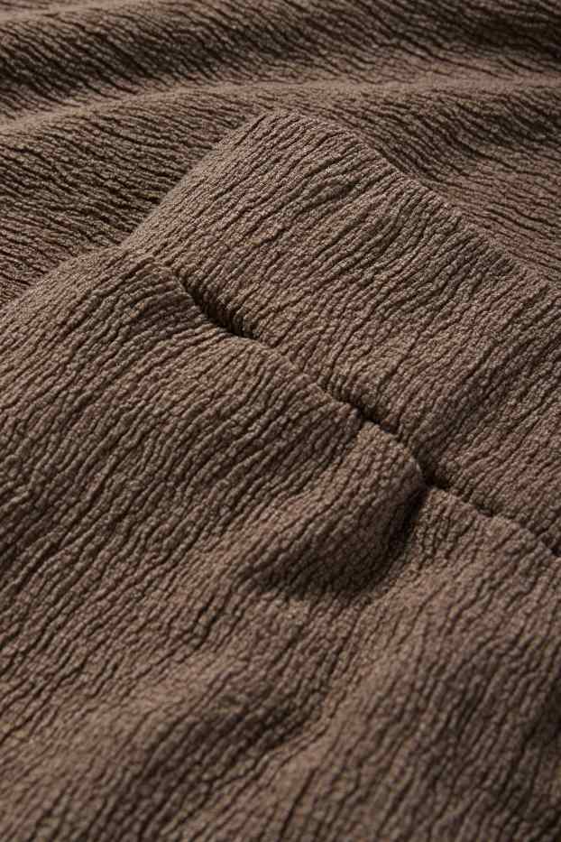 Dona - Pantalons de punt - mid waist - wide leg - texturats - marró