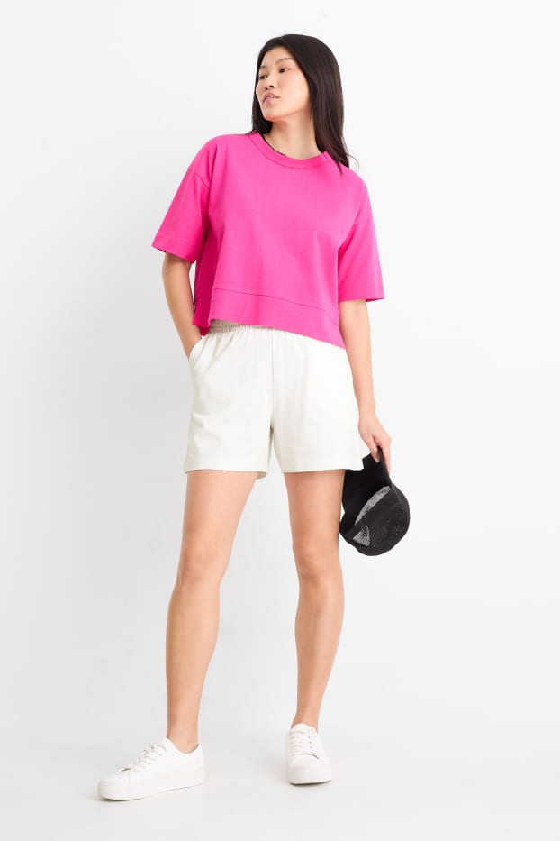 Femmes - Short basique en molleton - blanc