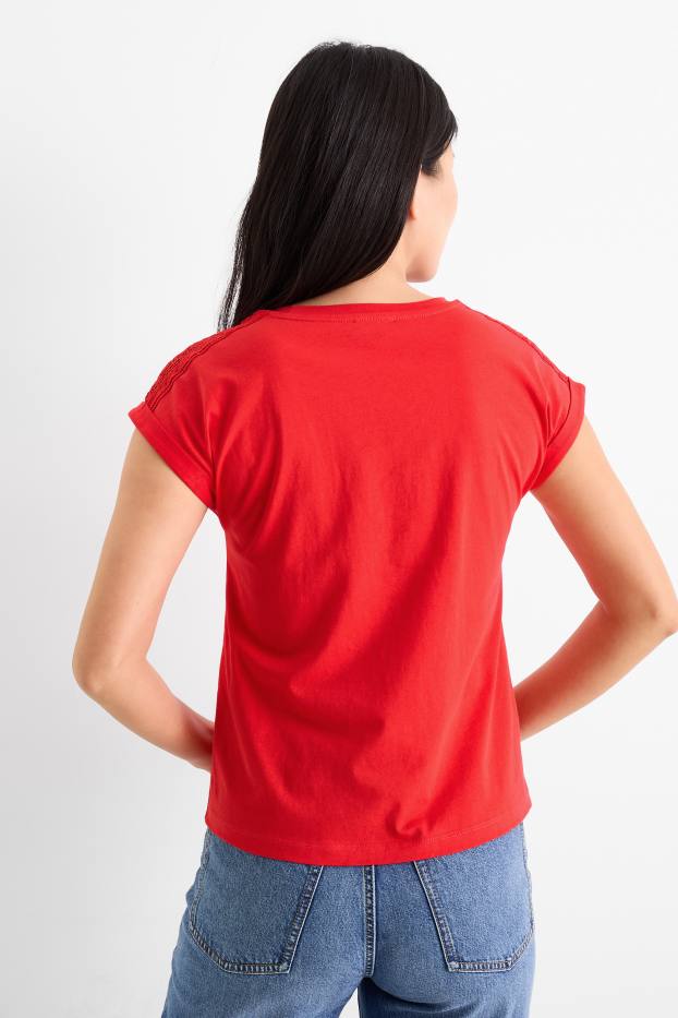 Dámské - Tričko - regular fit - červená