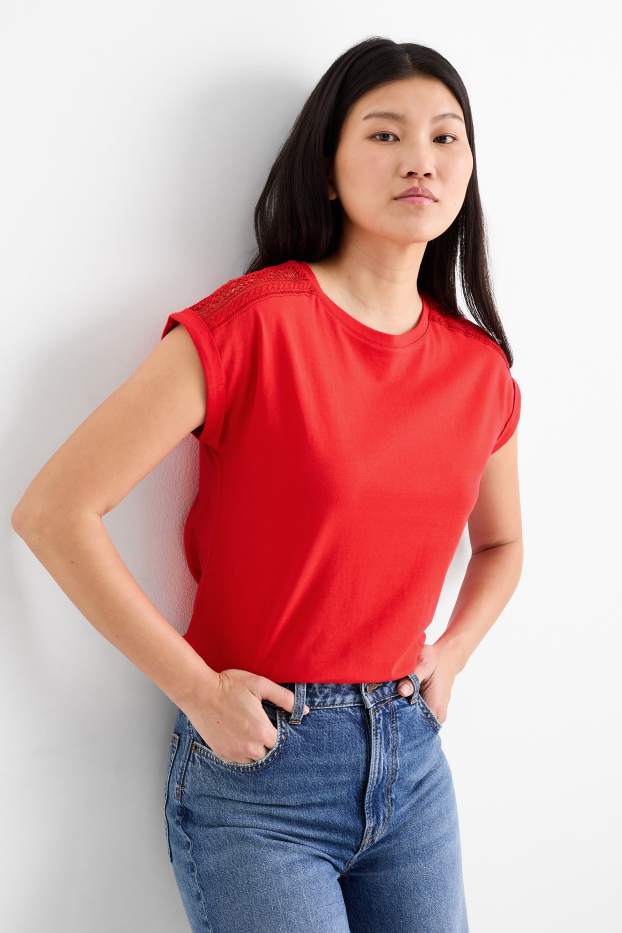 Dámské - Tričko - regular fit - červená