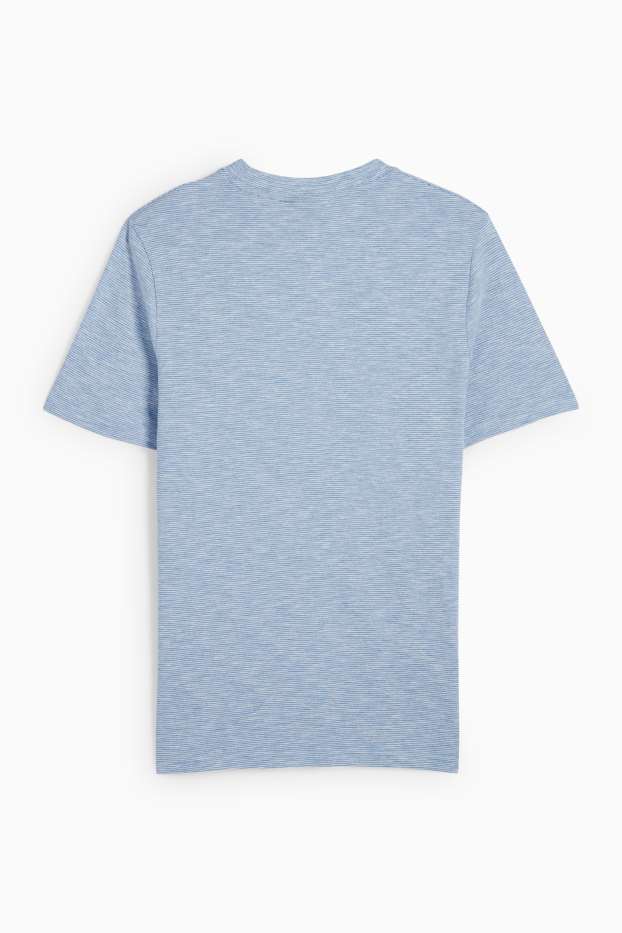 Hommes - T-shirt - regular fit - à rayures - blanc / bleu clair