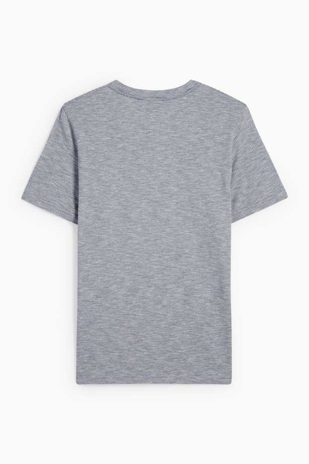 Uomo - Maglia serafino - regular fit - a righe - tessuto tramato - blu / bianco