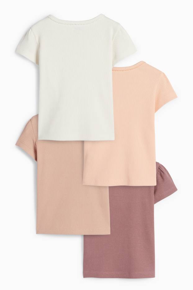 Baby Mädchen - Multipack 4er - Baby-Kurzarmshirt - gerippt - dunkelrosa