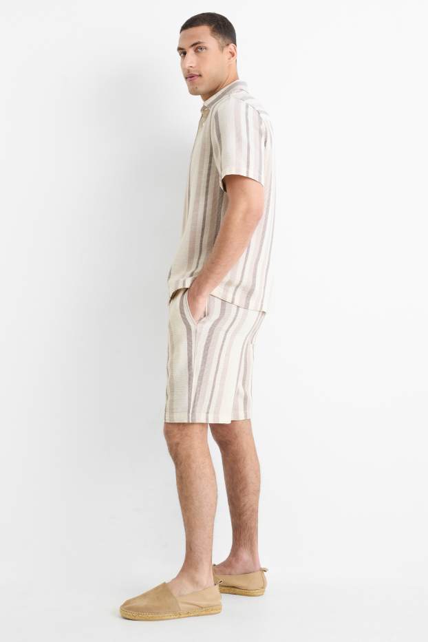 Herren - Shorts - gestreift - hellbeige