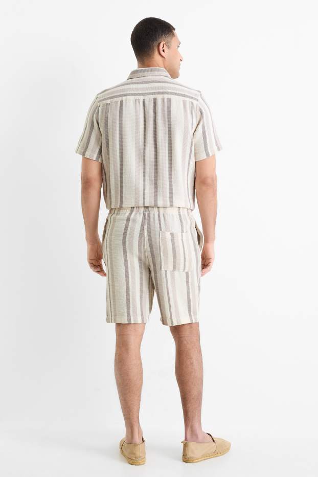 Herren - Shorts - gestreift - hellbeige