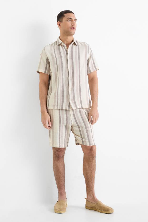 Herren - Shorts - gestreift - hellbeige