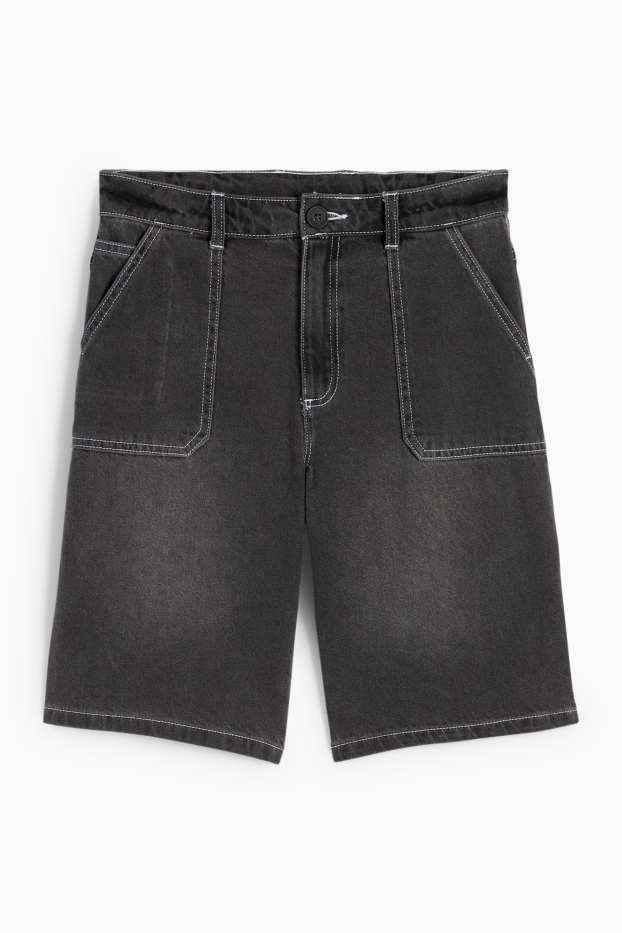 Děti - chlapci - Džínové bermudy - džíny - tmavošedé