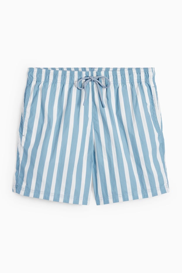 Hommes - Short de bain - à rayures - bleu / blanc