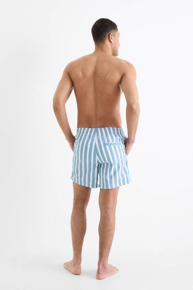 Hommes - Short de bain - à rayures - bleu / blanc