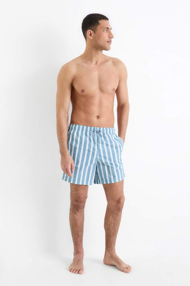 Hommes - Short de bain - à rayures - bleu / blanc