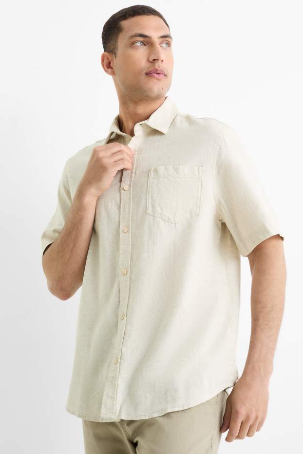 Hommes - Chemise - regular fit - col kent - beige clair