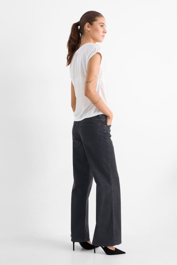 Donna - Jeans a gamba larga - vita media - jeans grigio scuro