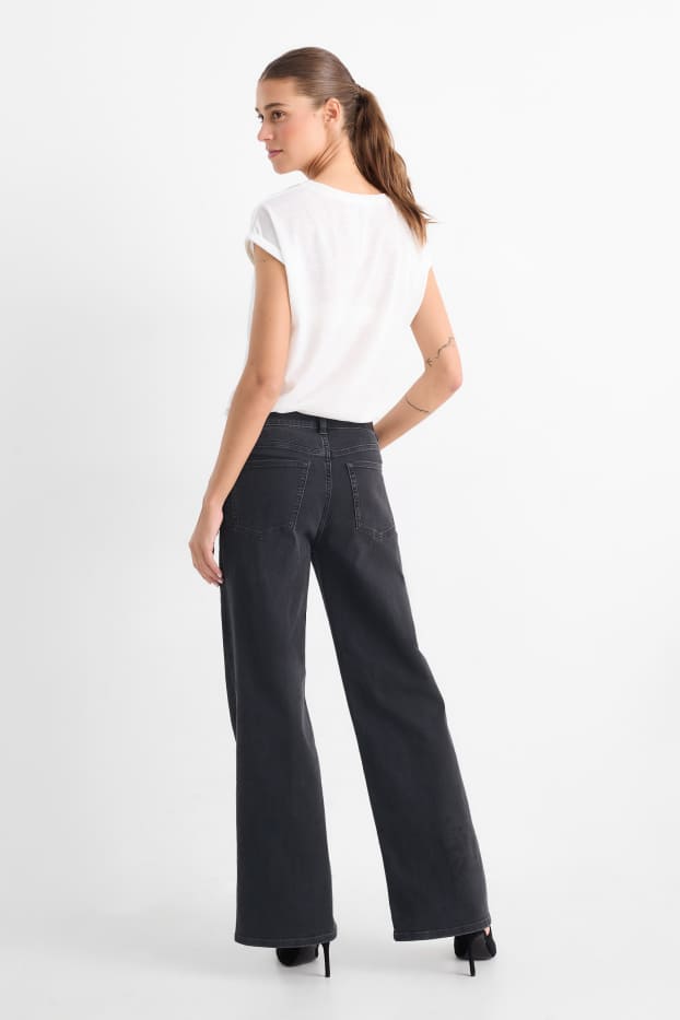 Donna - Jeans a gamba larga - vita media - jeans grigio scuro
