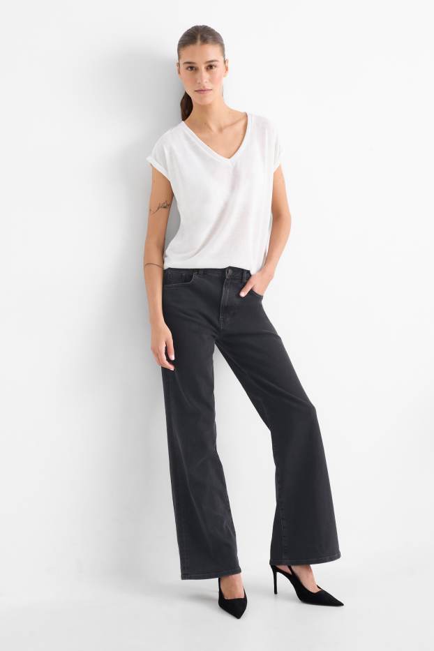 Donna - Jeans a gamba larga - vita media - jeans grigio scuro