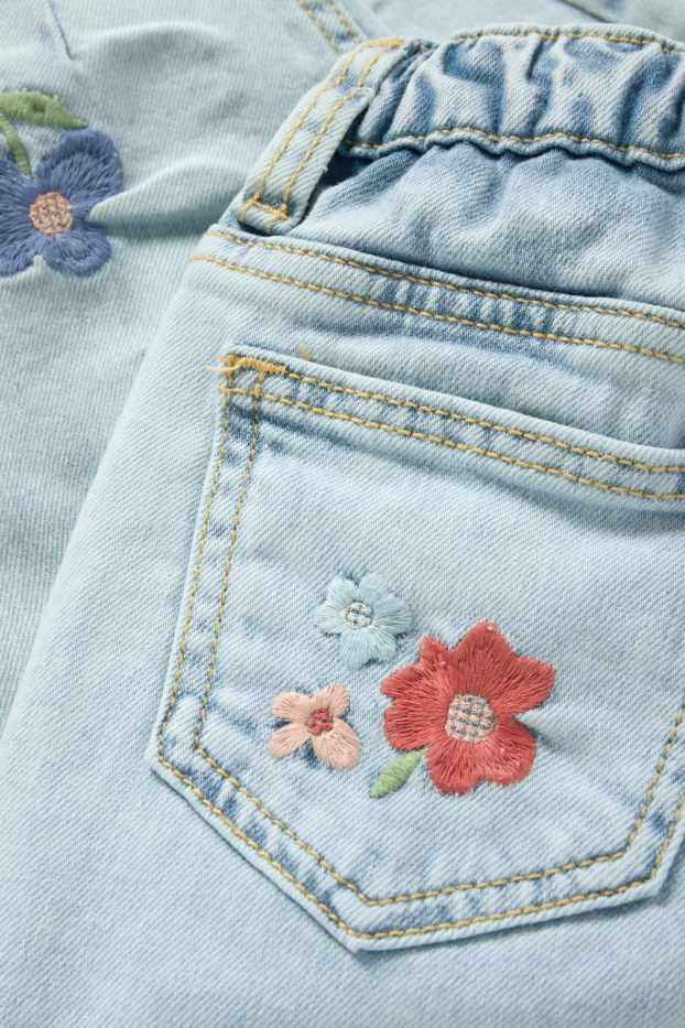 Kinder Mädchen - Blume - Relaxed Jeans - LYCRA® - helljeansblau