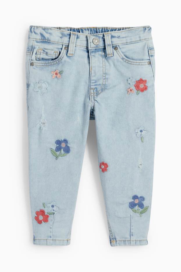 Kinder Mädchen - Blume - Relaxed Jeans - LYCRA® - helljeansblau