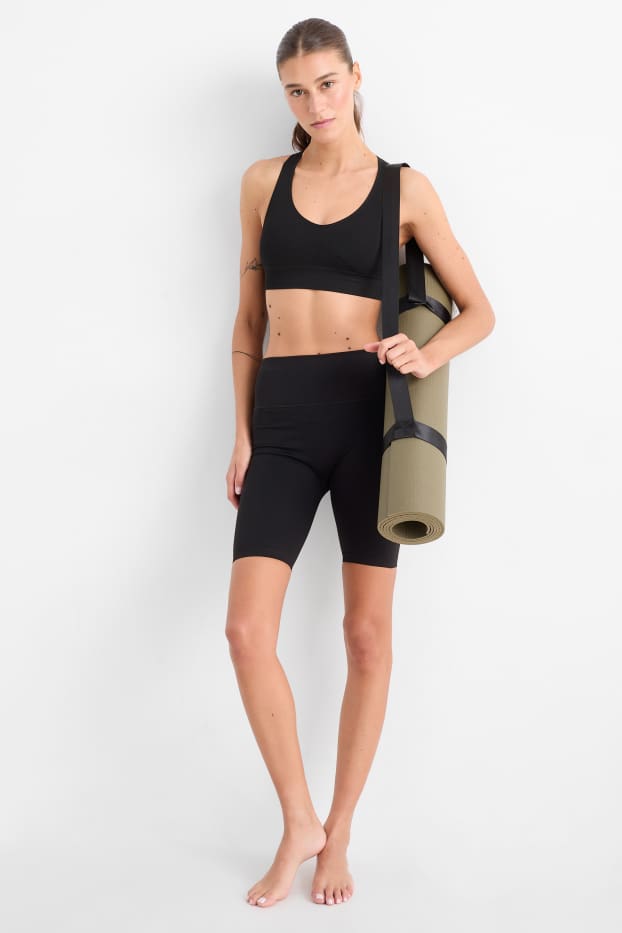 Women - Cycling shorts - ribbed - seamless - black